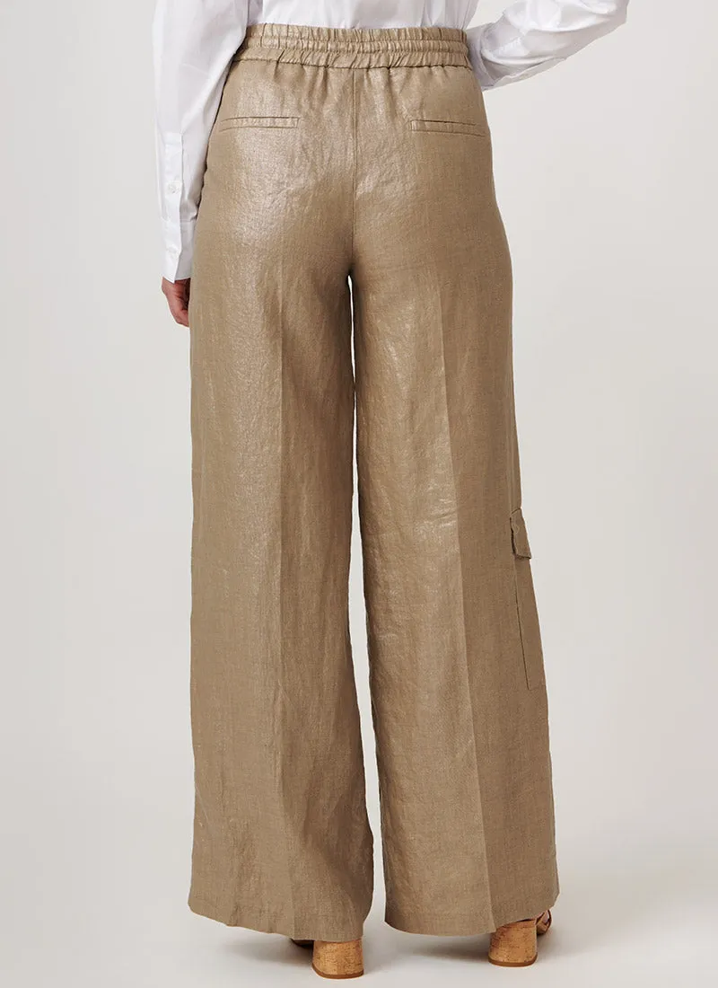 Amalia Metallic Linen Cargo Pant