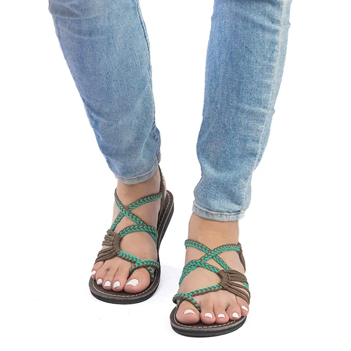 Banyan - Turquoise Gray Rope Sandals
