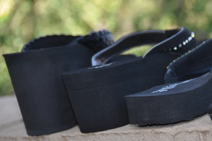 Black Diamond Ombre' Rockstar Swarovski Crystal Flat Flip-flops by Sparkle Steps