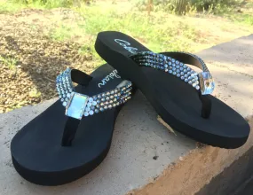 Black Diamond Ombre' Rockstar Swarovski Crystal Flat Flip-flops by Sparkle Steps