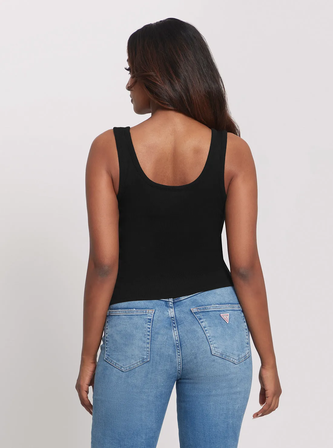Black Ribbed Knit Tank Top
