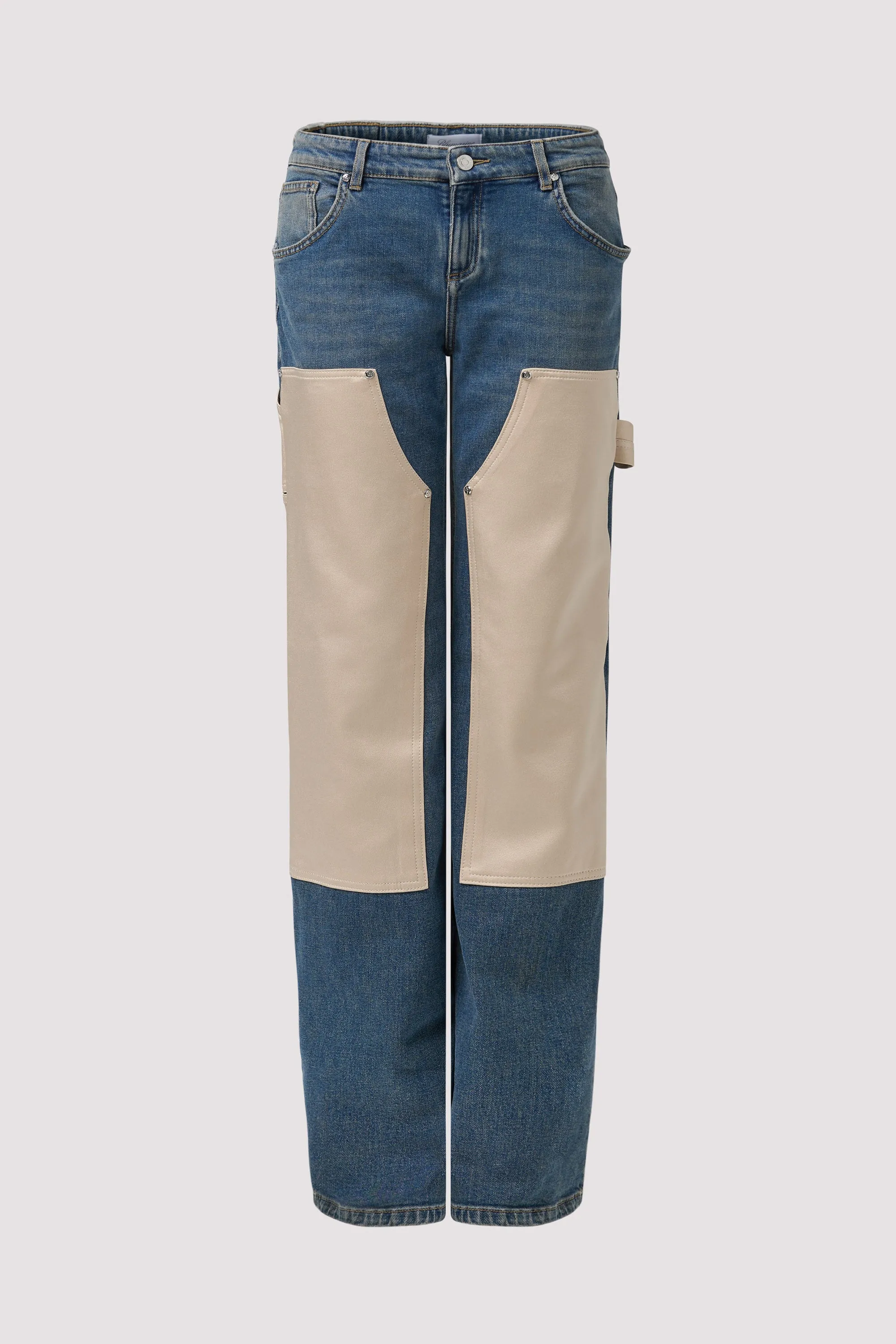 Blue Satin Patch Jeans