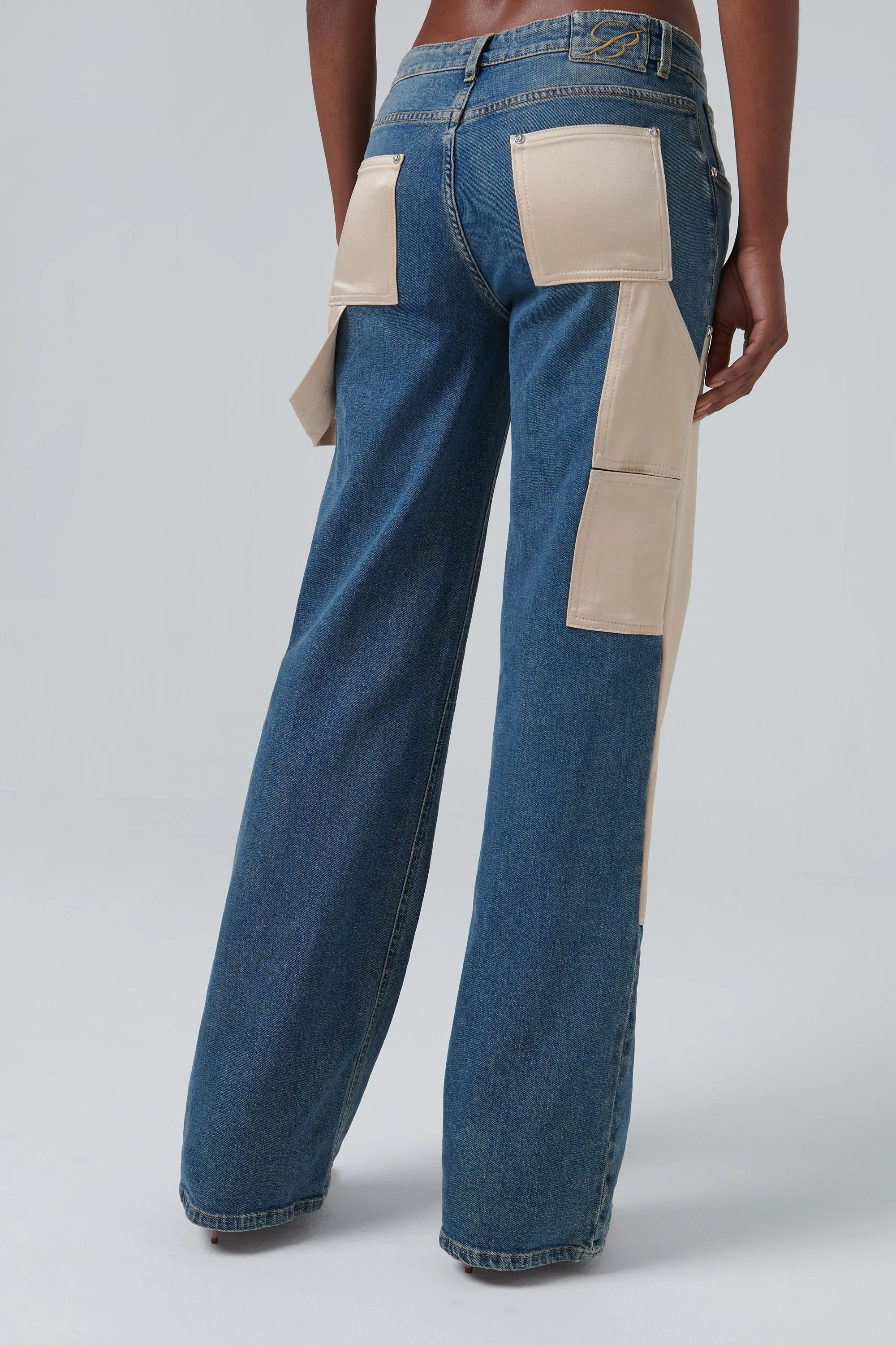 Blue Satin Patch Jeans