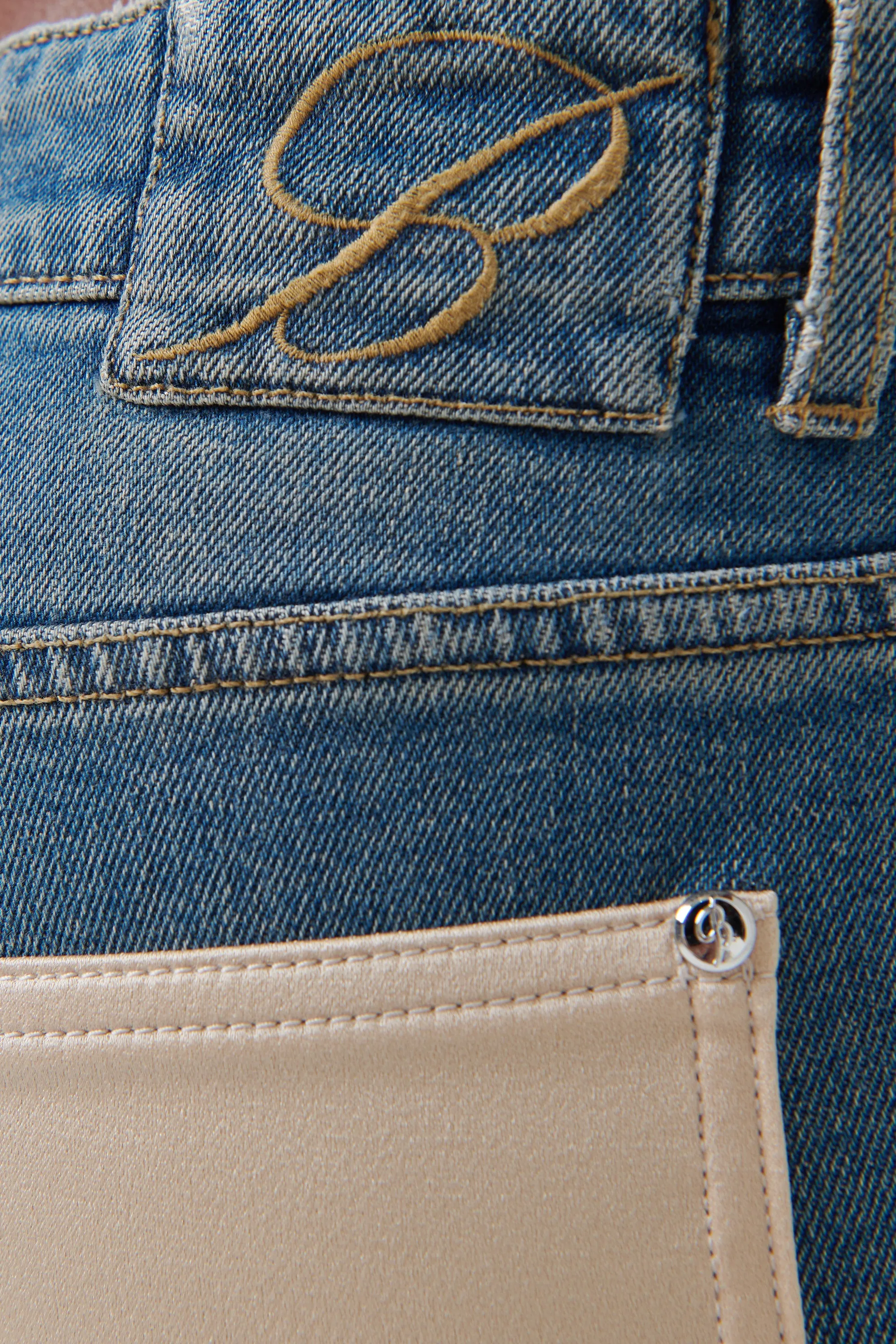 Blue Satin Patch Jeans