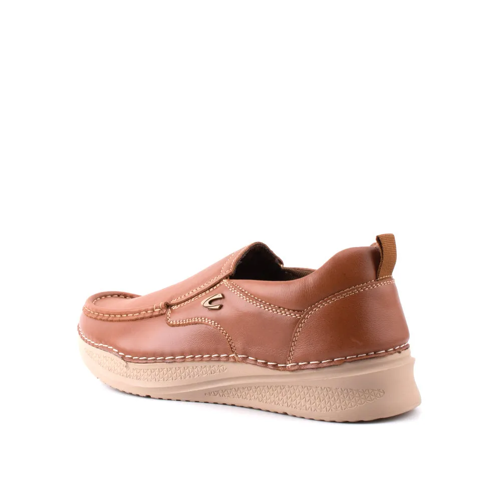 camel active Leather Smooth Slip On Shoes Men Dark Tan VENETO 852412-AA1-82