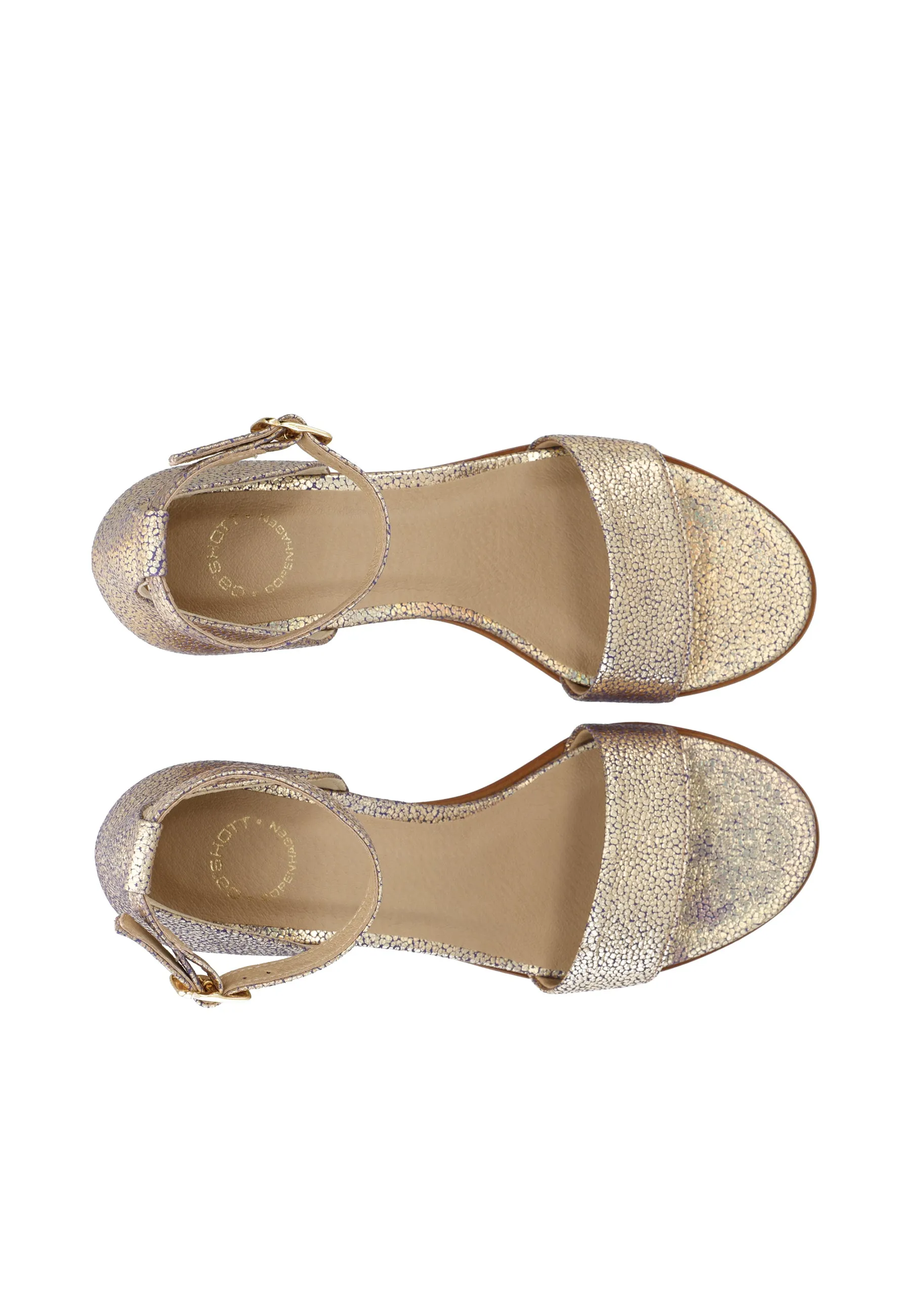 CASSTINA Sandal Ankle Strap Metallic Suede Vegetable Tanned