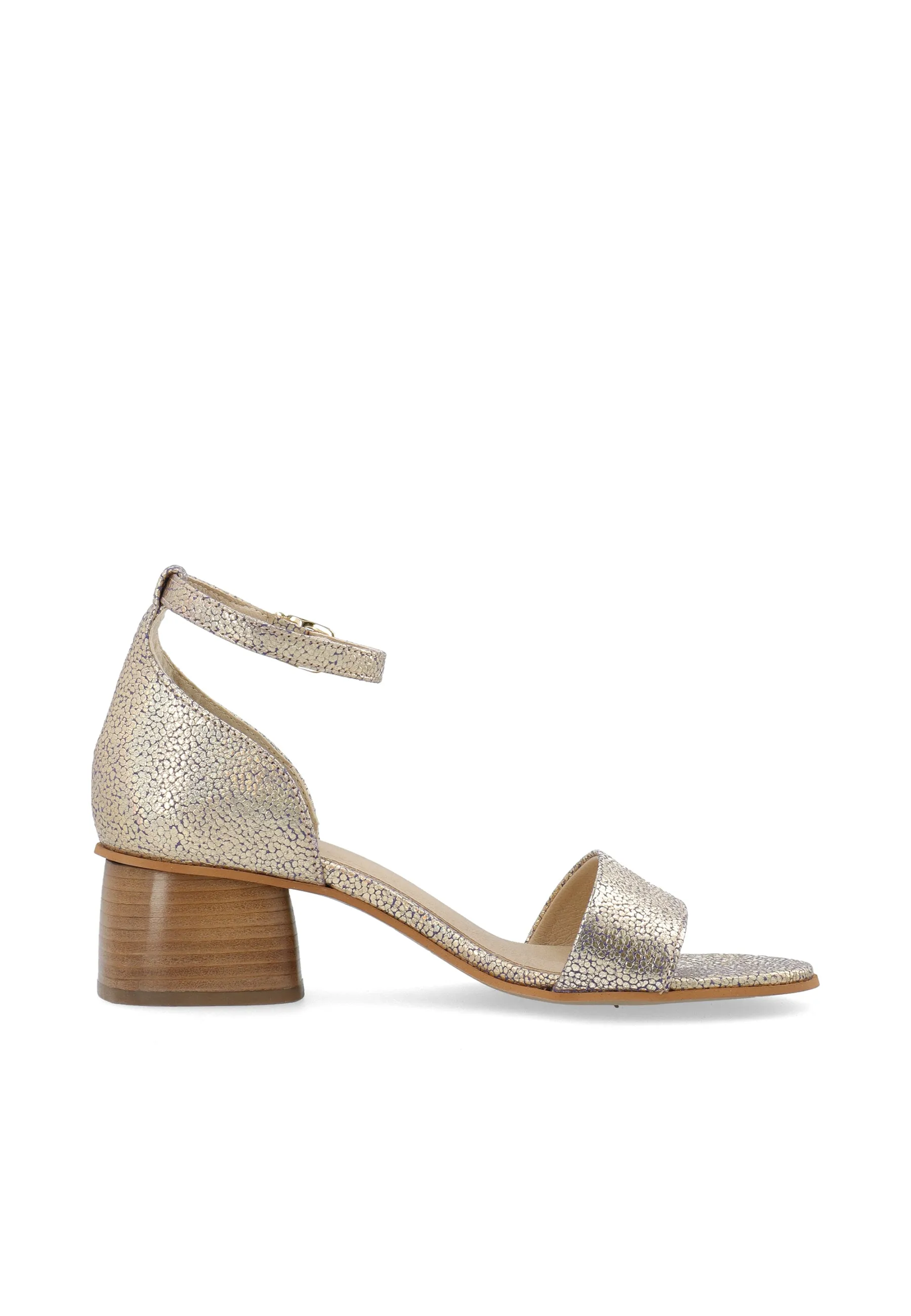 CASSTINA Sandal Ankle Strap Metallic Suede Vegetable Tanned