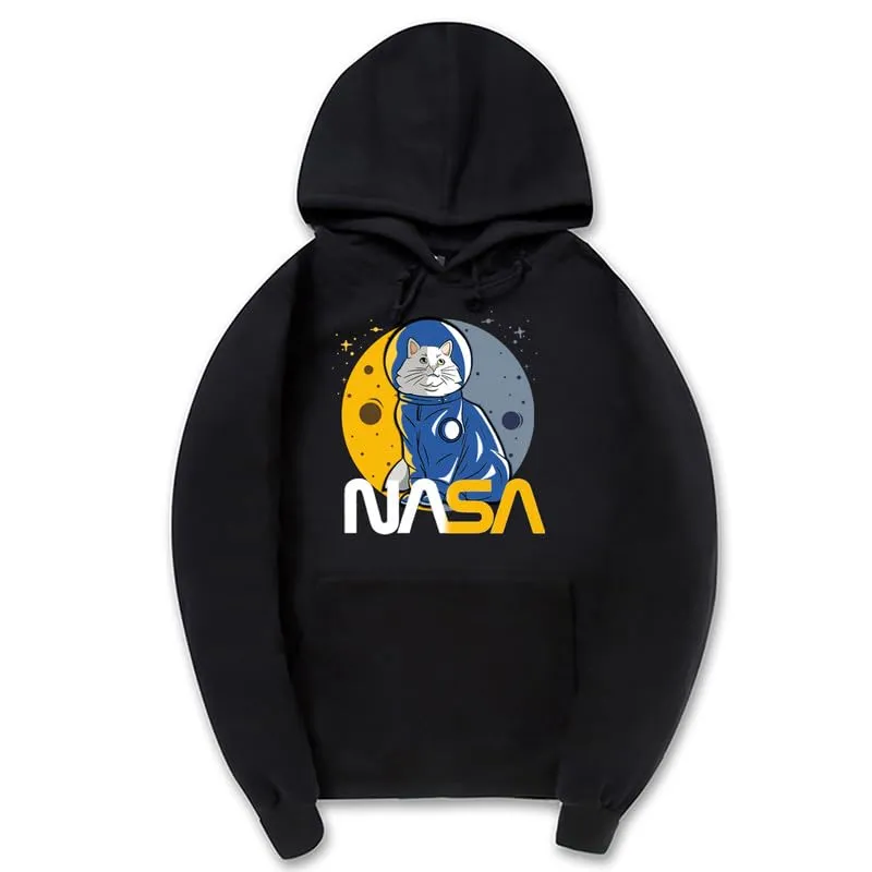 CORIRESHA Teen's Astronaut NASA Hoodie Casual Long Sleeve Drawstring Cat Sweatshirt