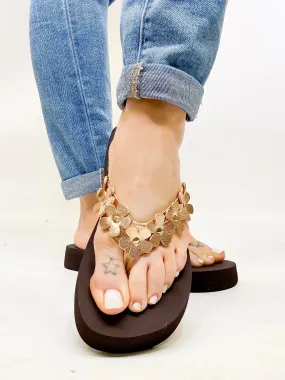Corky's Gold Metallic No Running Flip Flops
