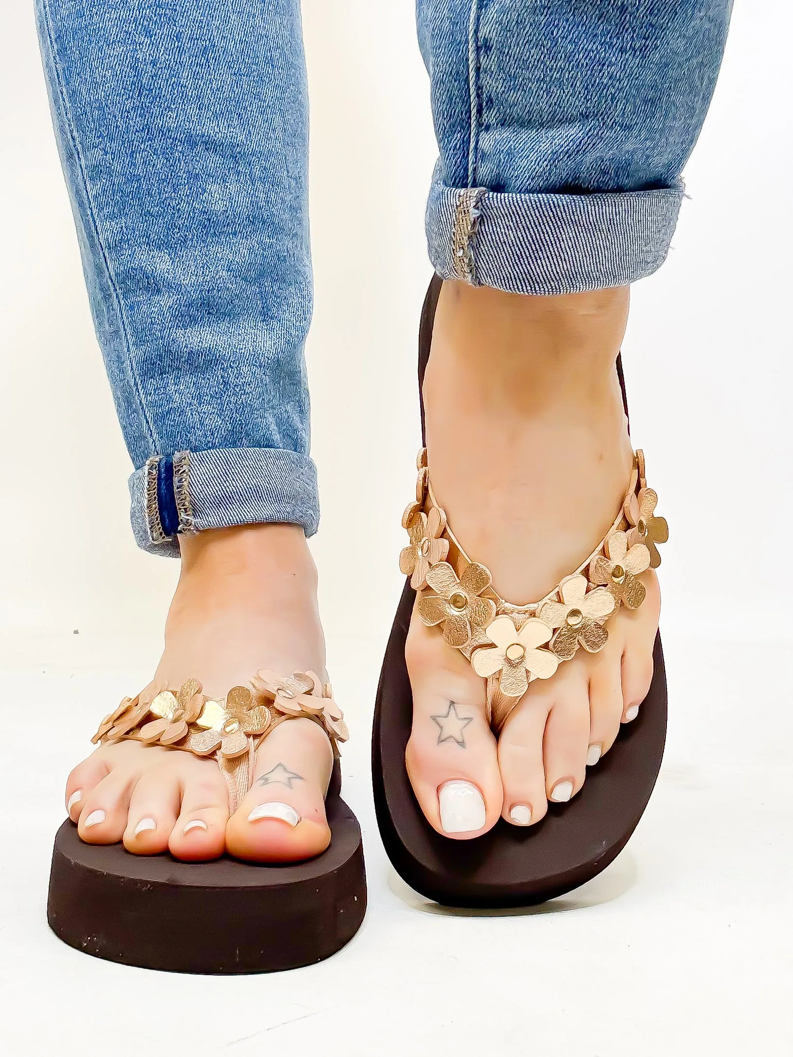 Corky's Gold Metallic No Running Flip Flops