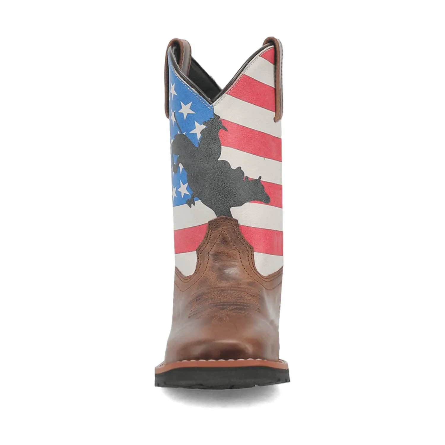 Dan Post Youth Unisex Buck Brown/Flag Leather Cowboy Boots