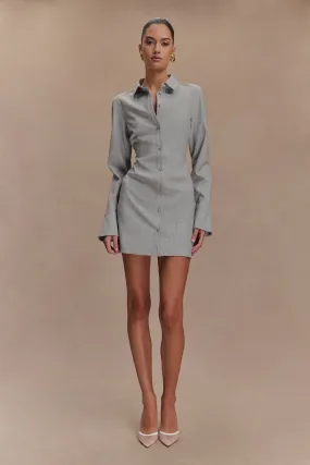 Dorian Fitted Shirt Mini Dress - Charcoal Marle
