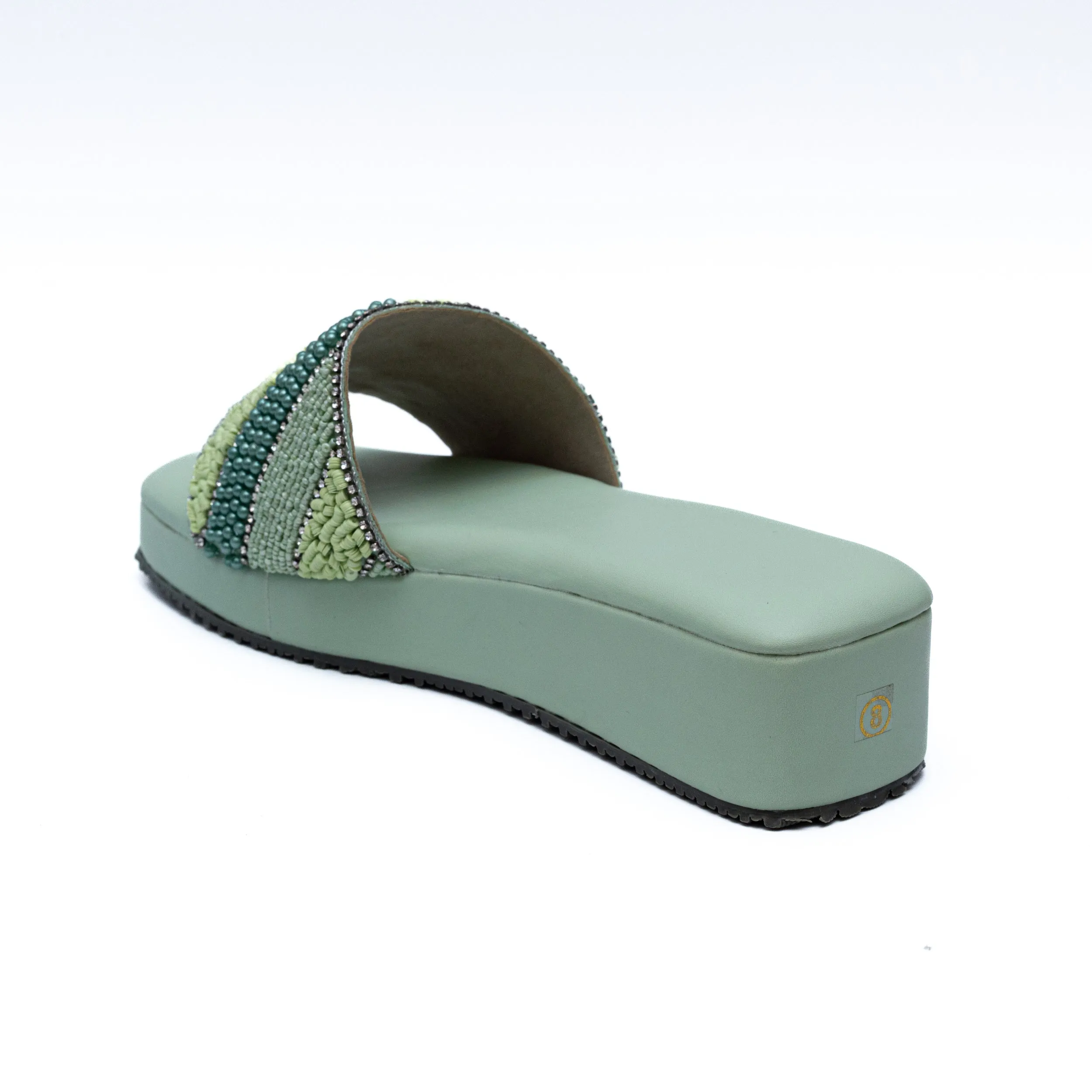 Embroidered Strap Platform - Green
