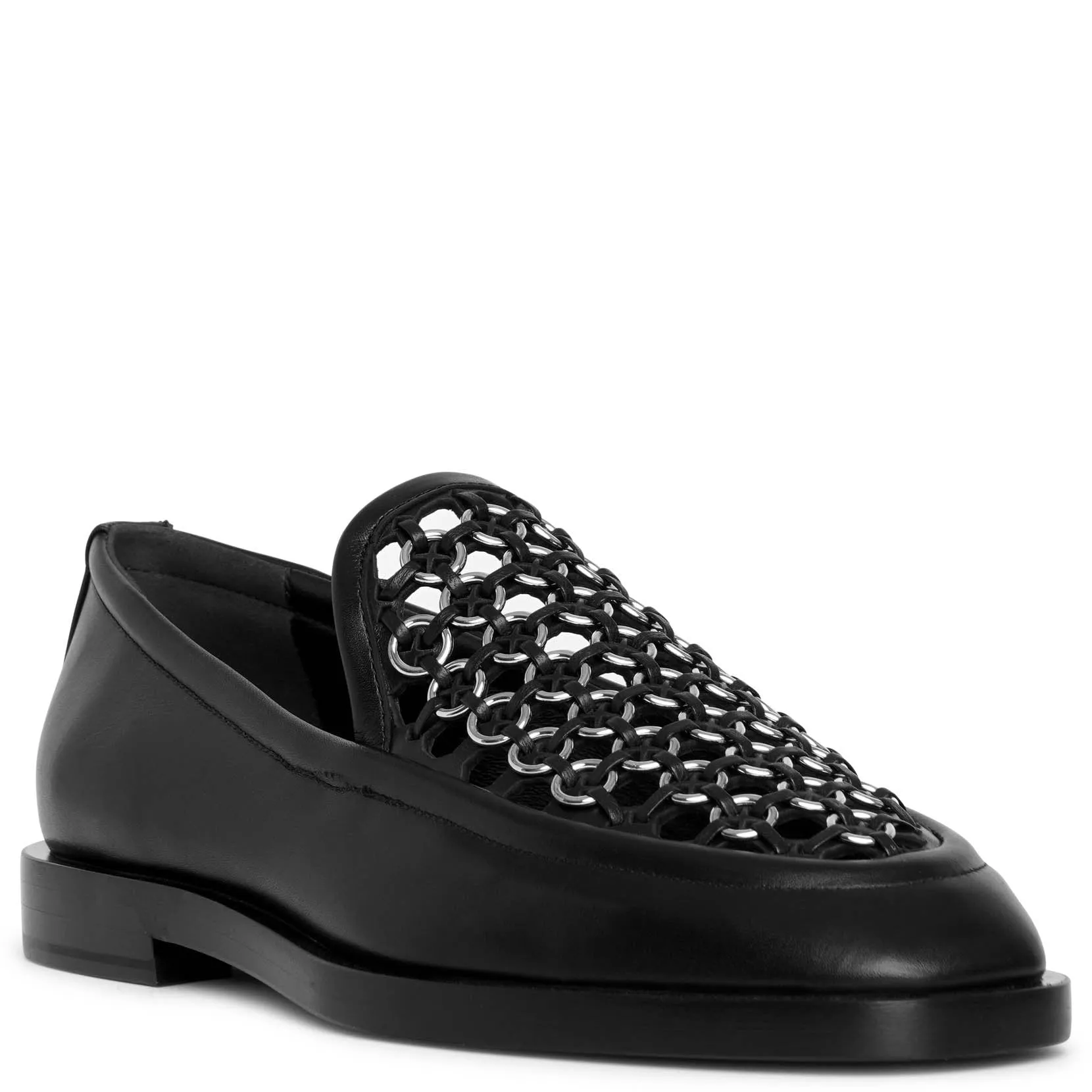 Eyelet leather moccassin flats