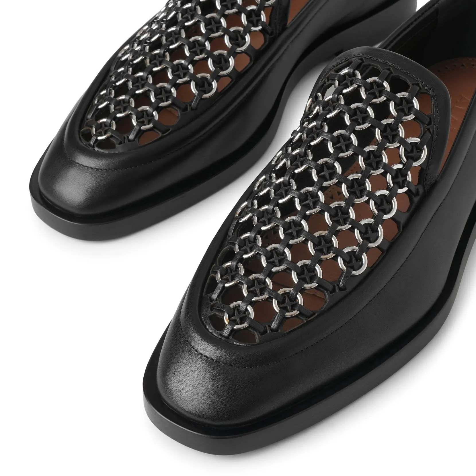 Eyelet leather moccassin flats