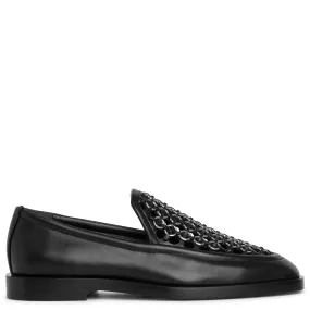 Eyelet leather moccassin flats