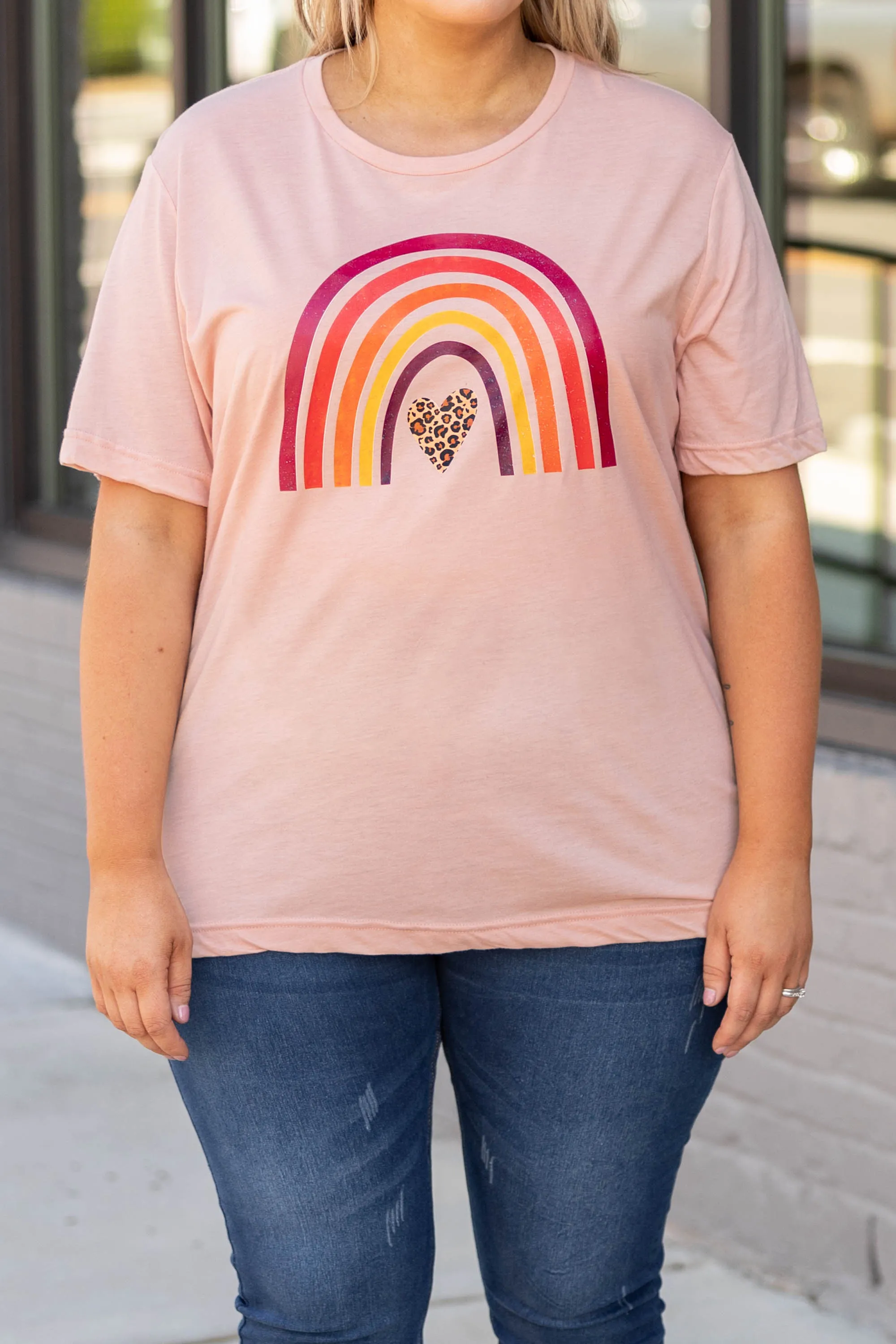 Fall Rainbow Tee, Peach
