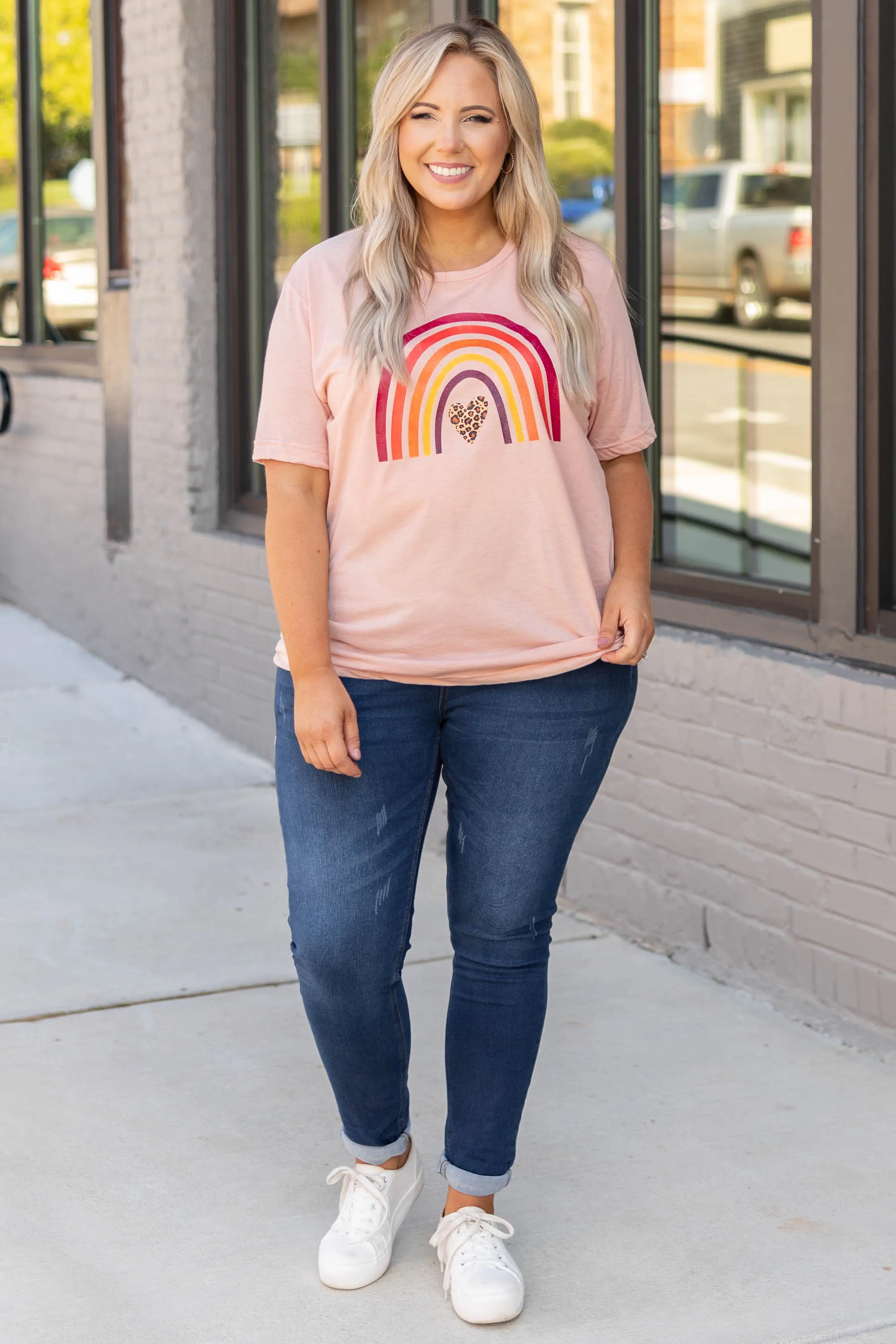 Fall Rainbow Tee, Peach