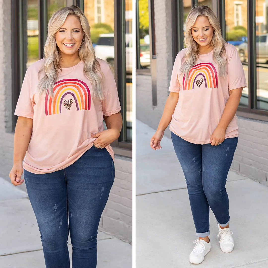 Fall Rainbow Tee, Peach