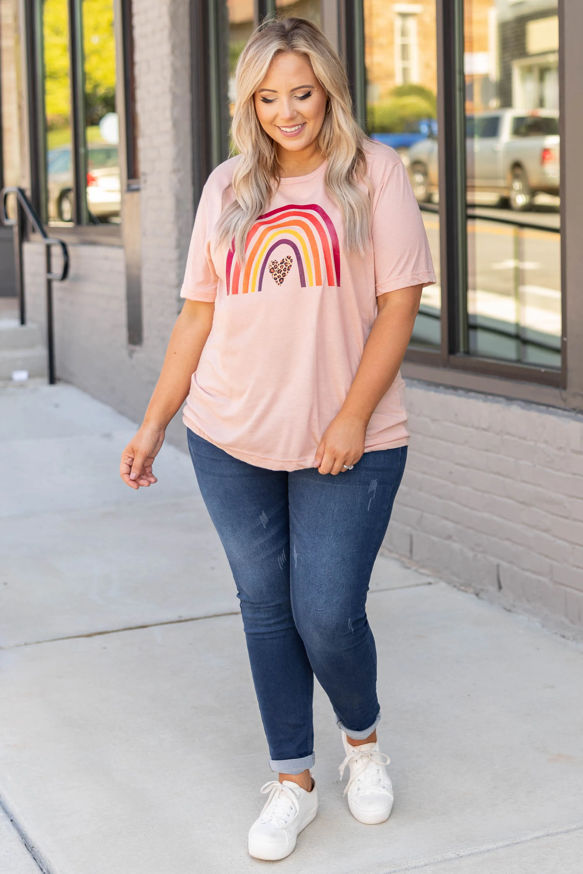 Fall Rainbow Tee, Peach