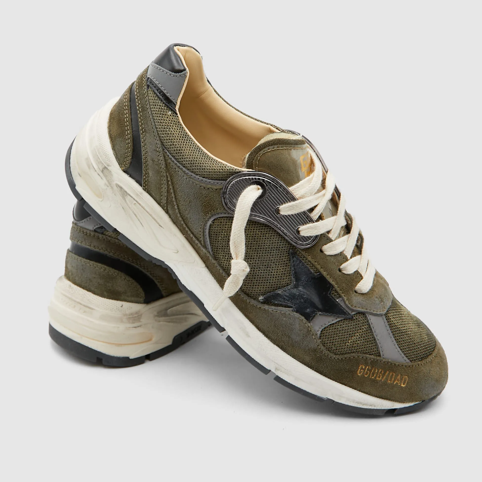 Golden Goose Dad-Star Running Olive Gray Black Star Sneakers
