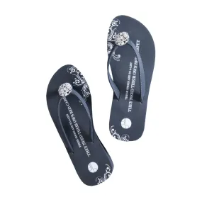 Gray Platform Flip Flops - Floral Brooch
