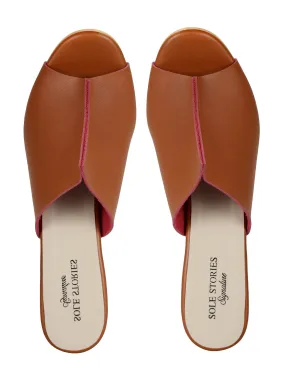 Heels-Two Toned Mules Tan