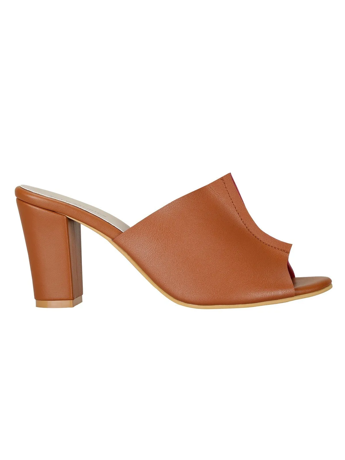 Heels-Two Toned Mules Tan
