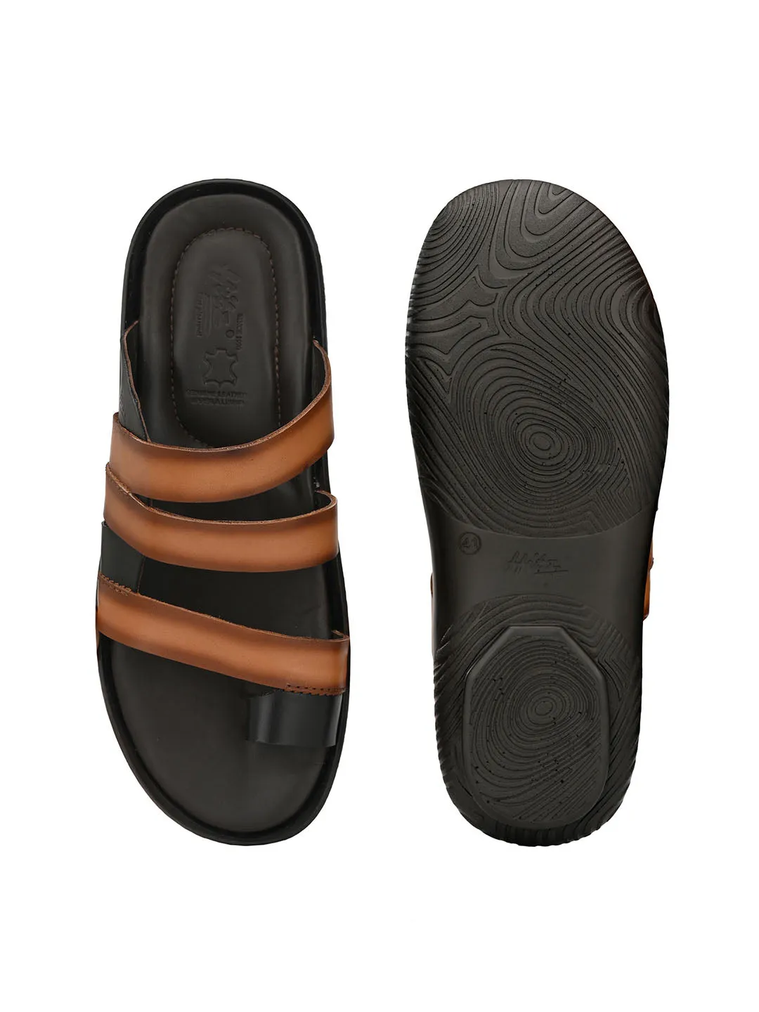 HITZ97105 Men's Tan Leather Daily Wear Open Slipper