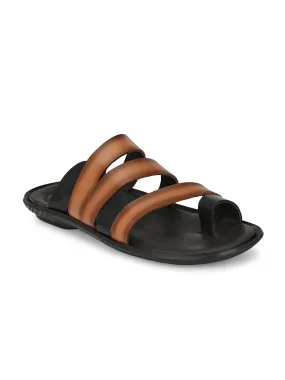 HITZ97105 Men's Tan Leather Daily Wear Open Slipper