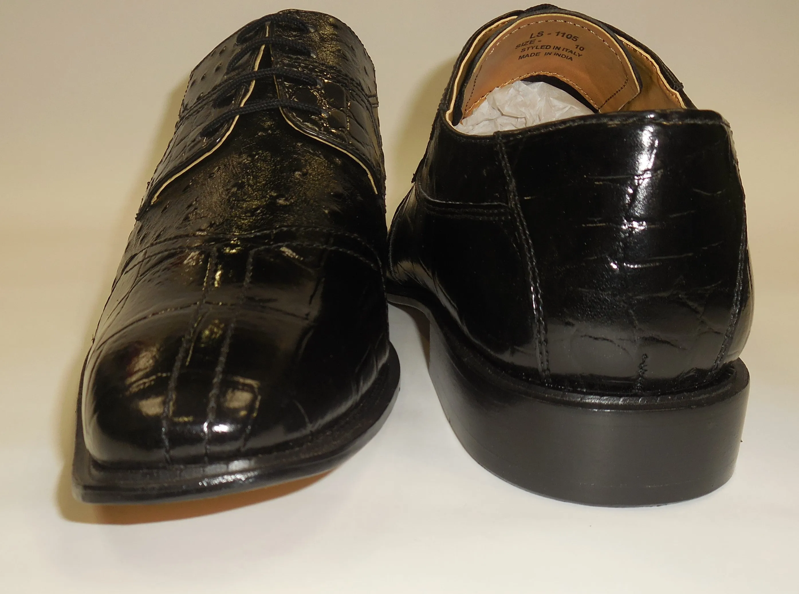 Mens Elegant Black Croco-Look Dress Oxford Shoes Liberty LS1105 S
