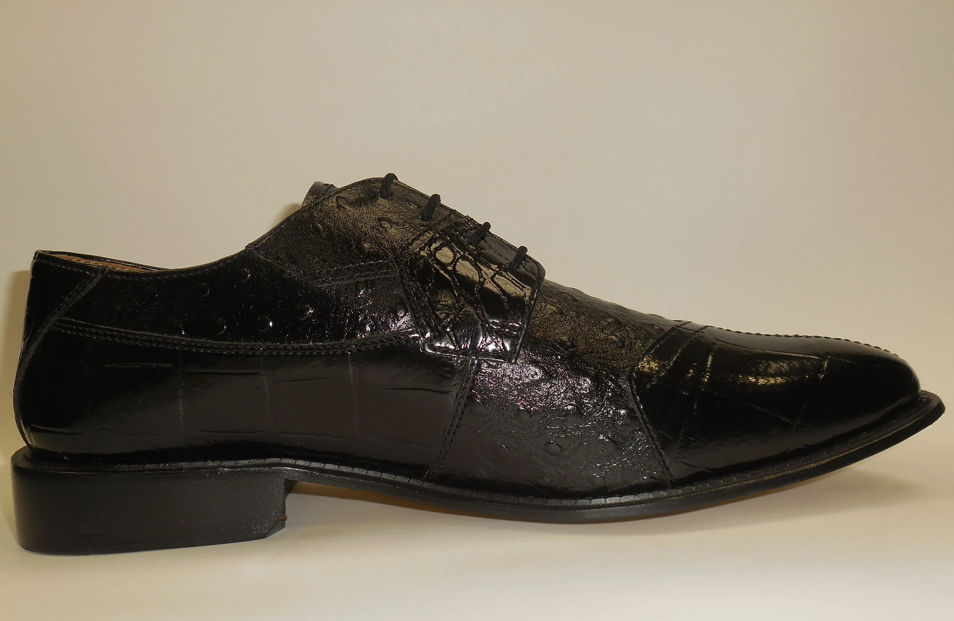 Mens Elegant Black Croco-Look Dress Oxford Shoes Liberty LS1105 S