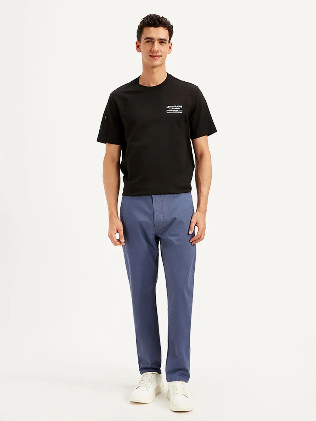 Men's Greyish Blue Tapered Chinos