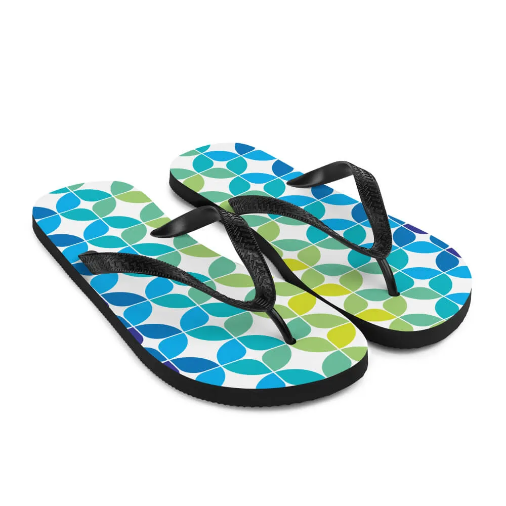 Mid Century Modern Blue Aqua StarChips Flip-Flops