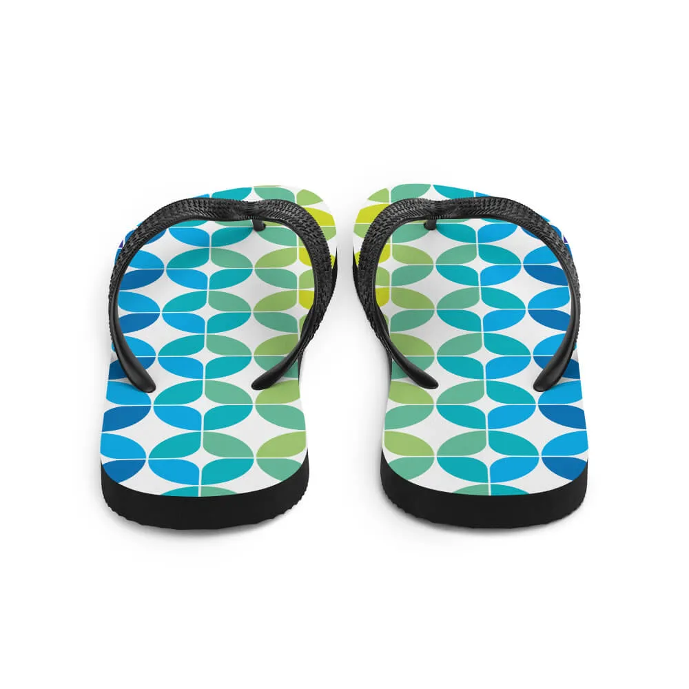 Mid Century Modern Blue Aqua StarChips Flip-Flops