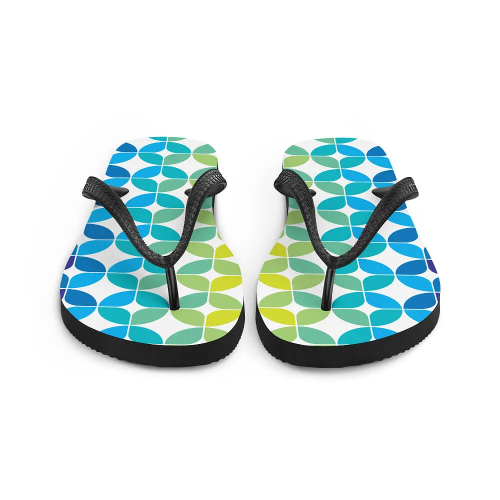 Mid Century Modern Blue Aqua StarChips Flip-Flops