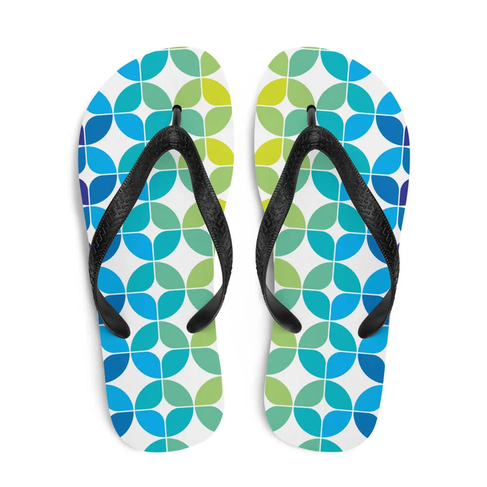 Mid Century Modern Blue Aqua StarChips Flip-Flops