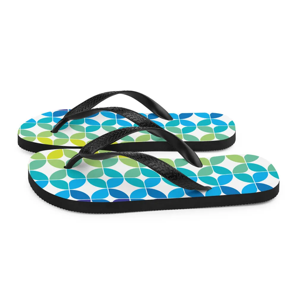 Mid Century Modern Blue Aqua StarChips Flip-Flops