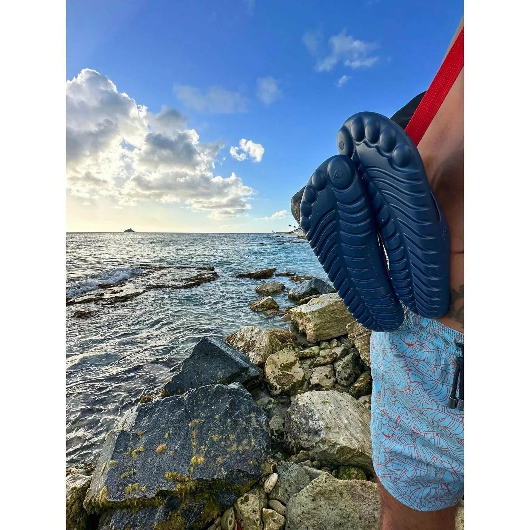 Navy Blue Flip Flops & Drybag By GUDO
