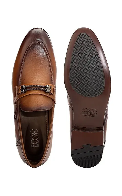 Tan Loafers With Braided Panel