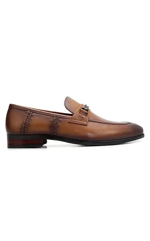 Tan Loafers With Braided Panel