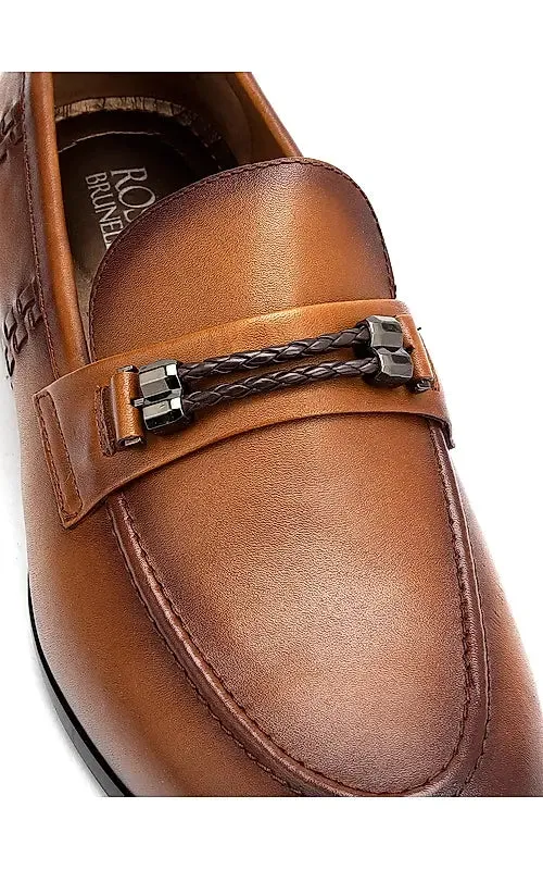 Tan Loafers With Braided Panel
