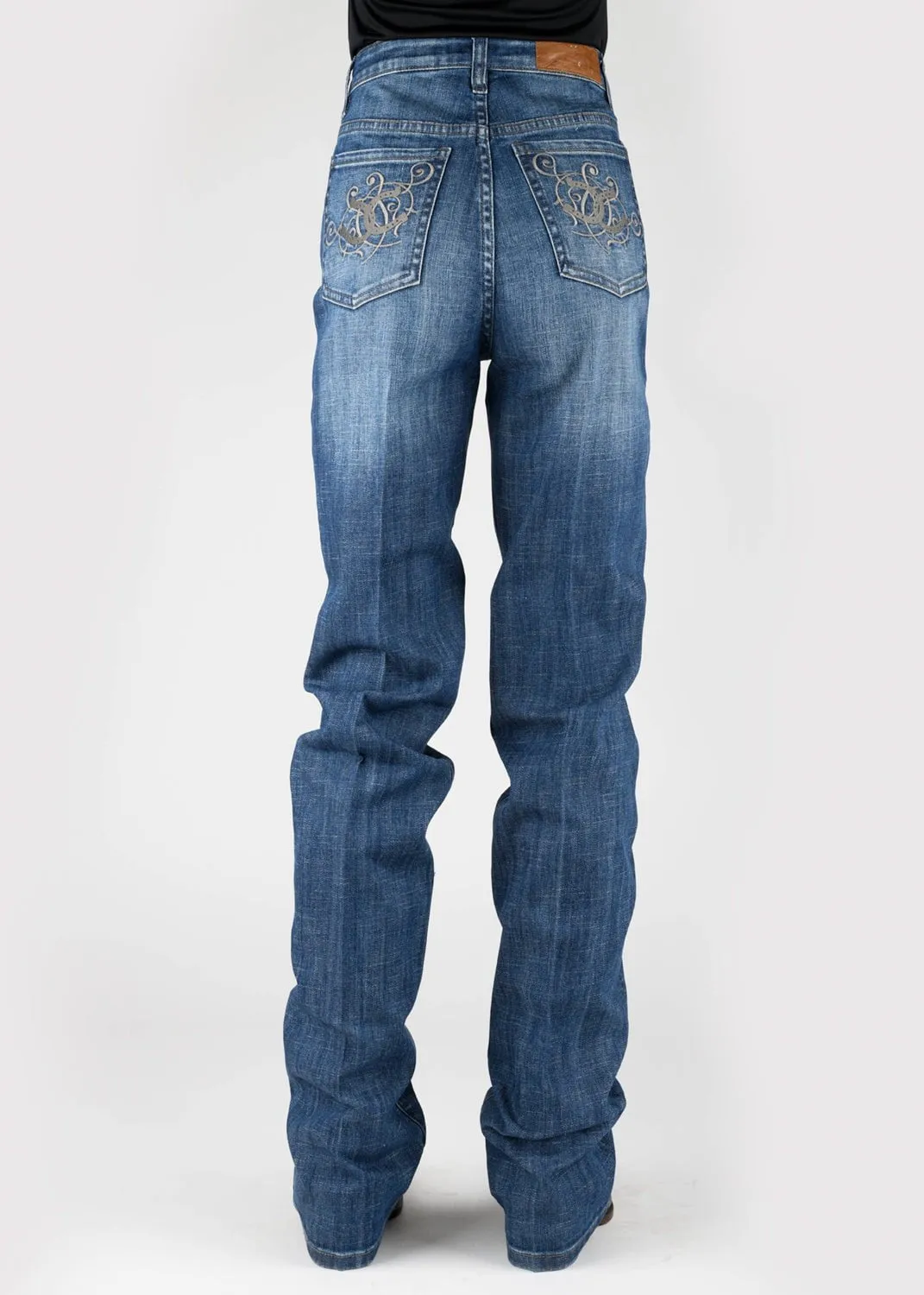 Tin Haul Womens Rachel Double Horseshoe Blue Cotton Blend Jeans
