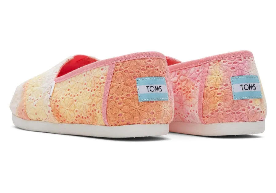 TOMS Womens Alpargata Tie Dye Floral Eyelets Espadrille - Sienna Orange