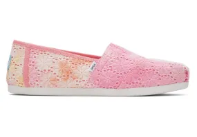 TOMS Womens Alpargata Tie Dye Floral Eyelets Espadrille - Sienna Orange