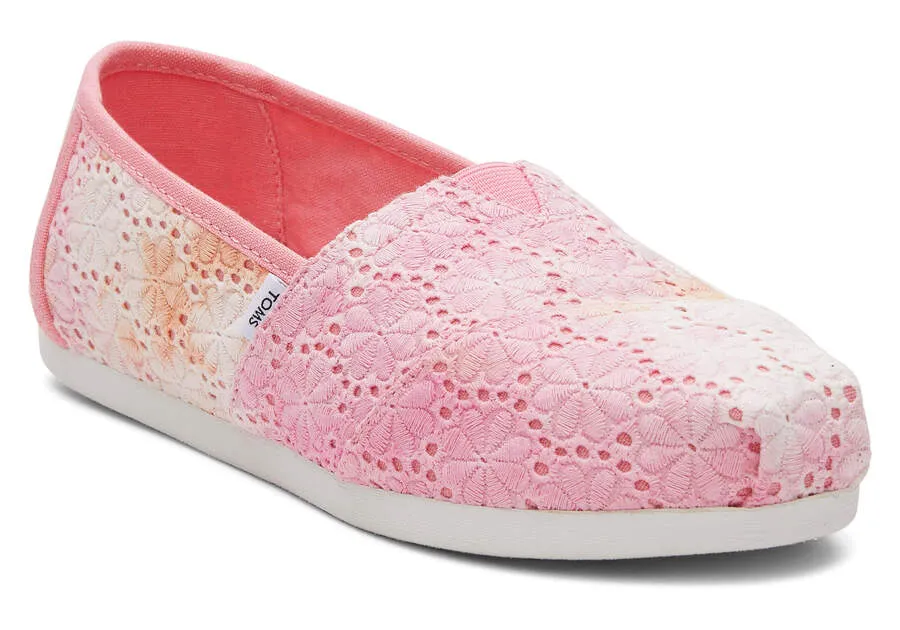 TOMS Womens Alpargata Tie Dye Floral Eyelets Espadrille - Sienna Orange