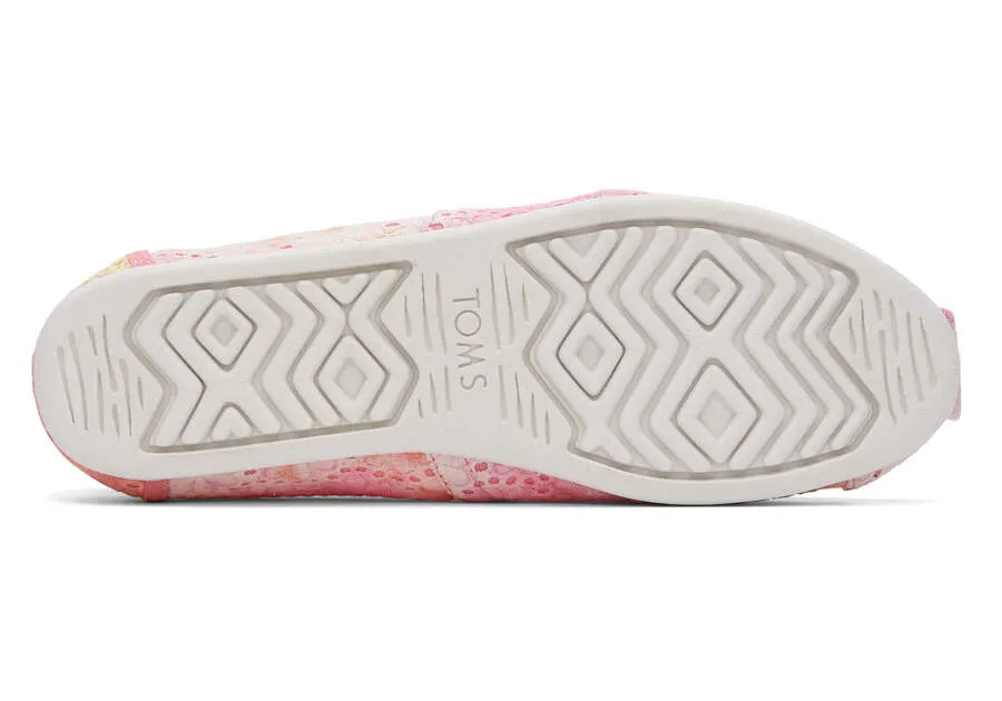 TOMS Womens Alpargata Tie Dye Floral Eyelets Espadrille - Sienna Orange
