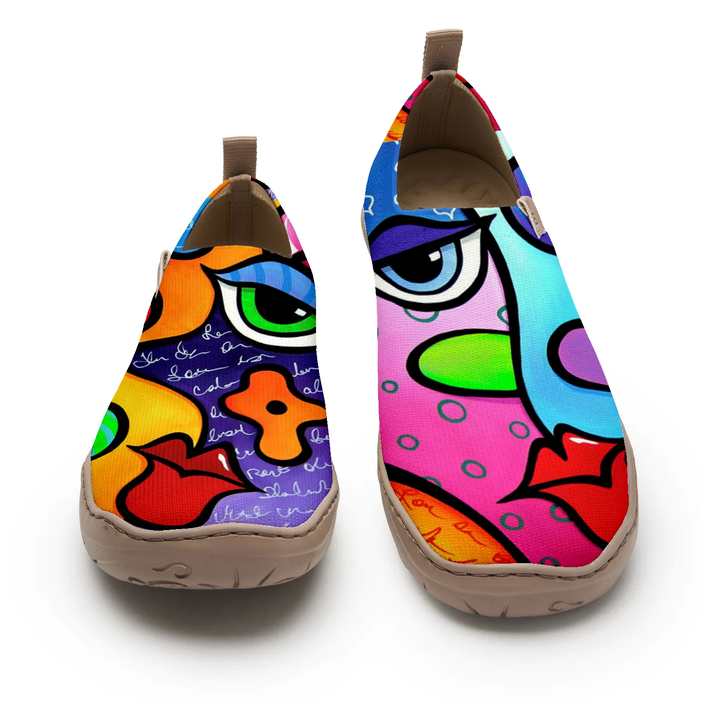 Vibrant Abstract Face Women's Shoes