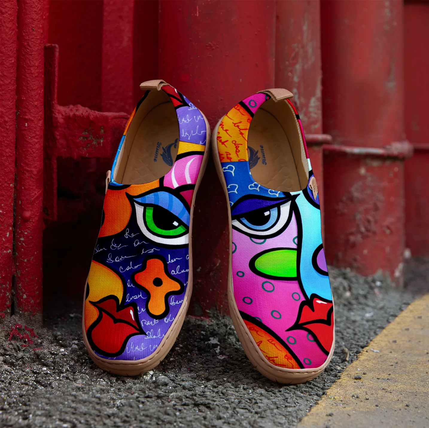 Vibrant Abstract Face Women's Shoes