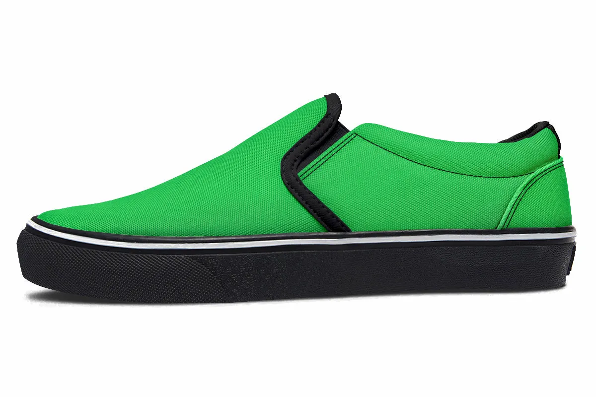 Yellow And Green Mismatch Slip Ons
